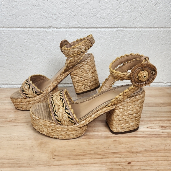 Sam edelman Iliana Heeled Sandals Womens 9 Espadrille Ankle Strap Platform Shoes - Picture 2 of 11